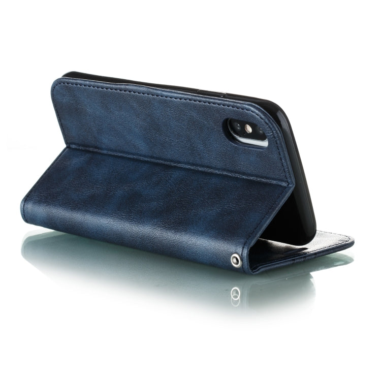 For iPhone X / XS Splicing Color Magnetic Hem Horizontal Flip Leather Case with Holder & Card Slots