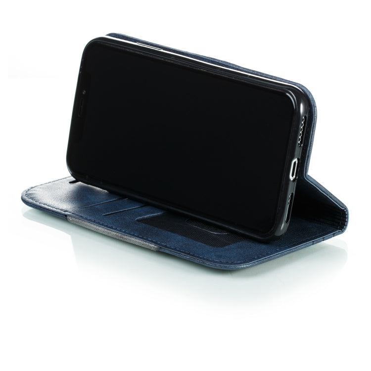 For iPhone X / XS Splicing Color Magnetic Hem Horizontal Flip Leather Case with Holder & Card Slots