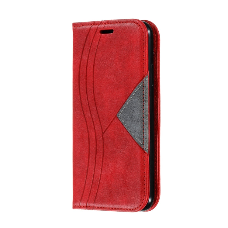For iPhone X / XS Splicing Color Magnetic Hem Horizontal Flip Leather Case with Holder & Card Slots