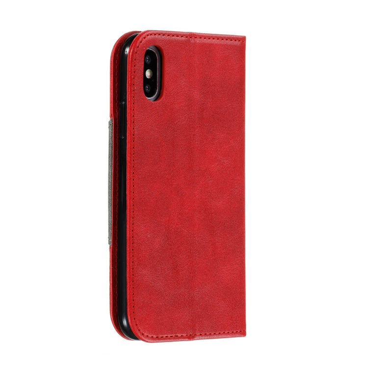 For iPhone X / XS Splicing Color Magnetic Hem Horizontal Flip Leather Case with Holder & Card Slots