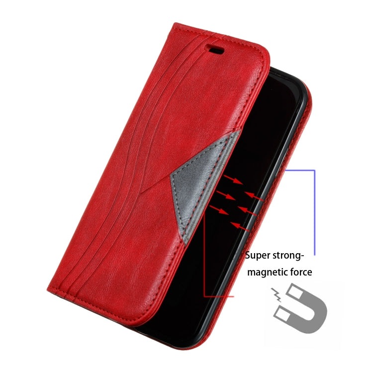 For iPhone X / XS Splicing Color Magnetic Hem Horizontal Flip Leather Case with Holder & Card Slots
