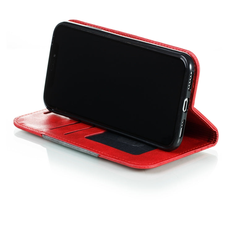 For iPhone X / XS Splicing Color Magnetic Hem Horizontal Flip Leather Case with Holder & Card Slots