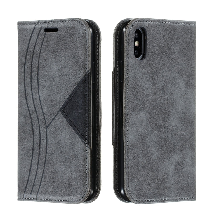 For iPhone X / XS Splicing Color Magnetic Hem Horizontal Flip Leather Case with Holder & Card Slots
