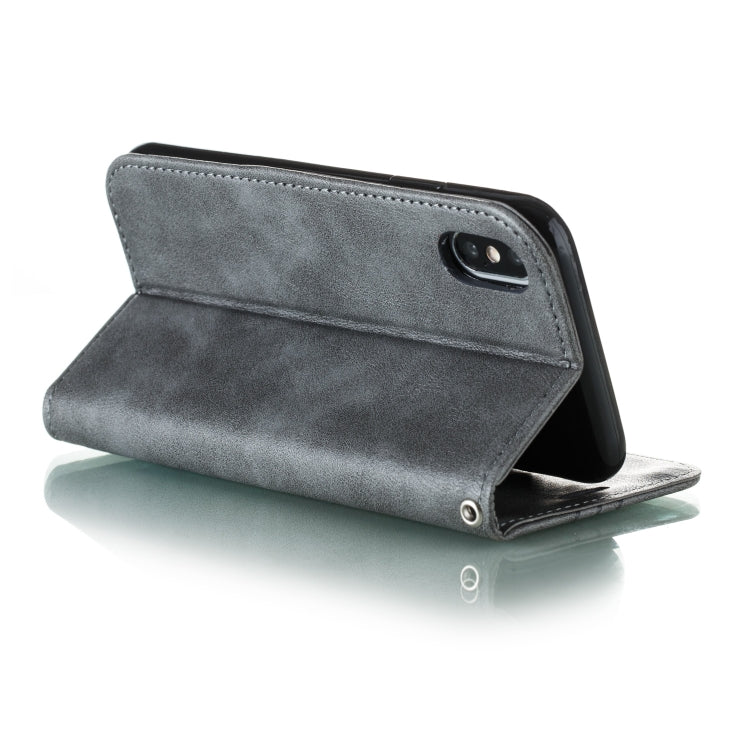 For iPhone X / XS Splicing Color Magnetic Hem Horizontal Flip Leather Case with Holder & Card Slots