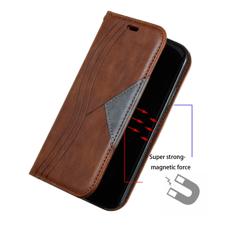 For iPhone X / XS Splicing Color Magnetic Hem Horizontal Flip Leather Case with Holder & Card Slots