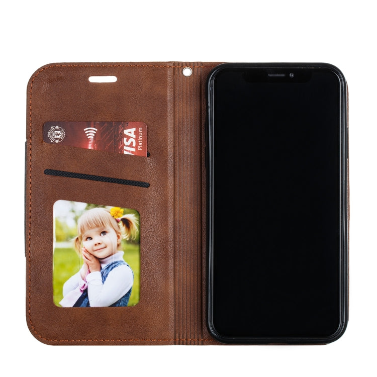 For iPhone X / XS Splicing Color Magnetic Hem Horizontal Flip Leather Case with Holder & Card Slots