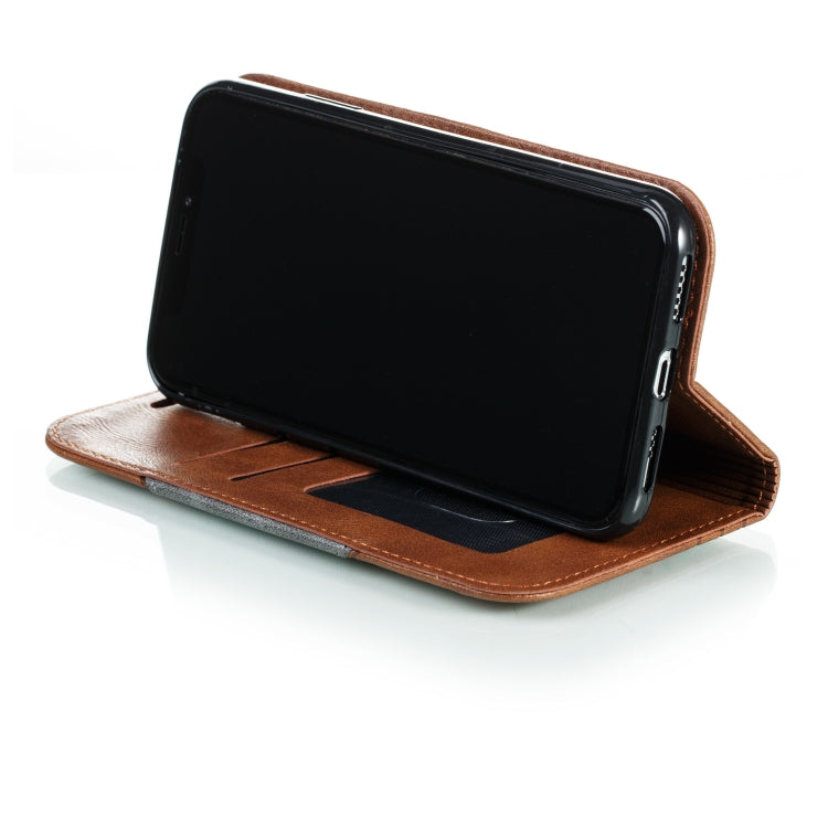 For iPhone X / XS Splicing Color Magnetic Hem Horizontal Flip Leather Case with Holder & Card Slots