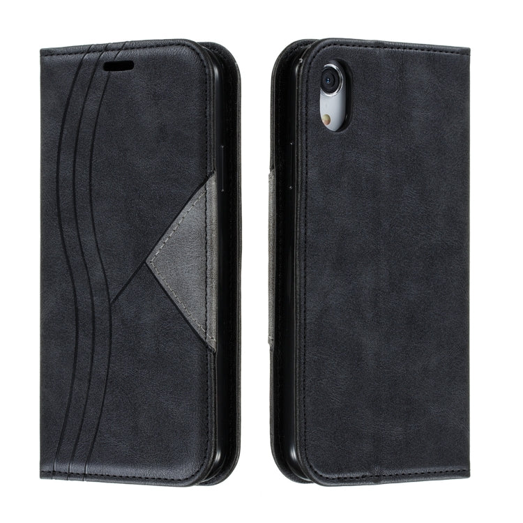 For iPhone XR Splicing Color Magnetic Hem Horizontal Flip Leather Case with Holder & Card Slots