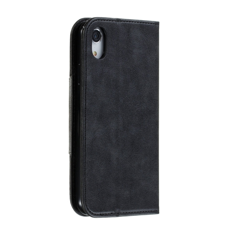 For iPhone XR Splicing Color Magnetic Hem Horizontal Flip Leather Case with Holder & Card Slots