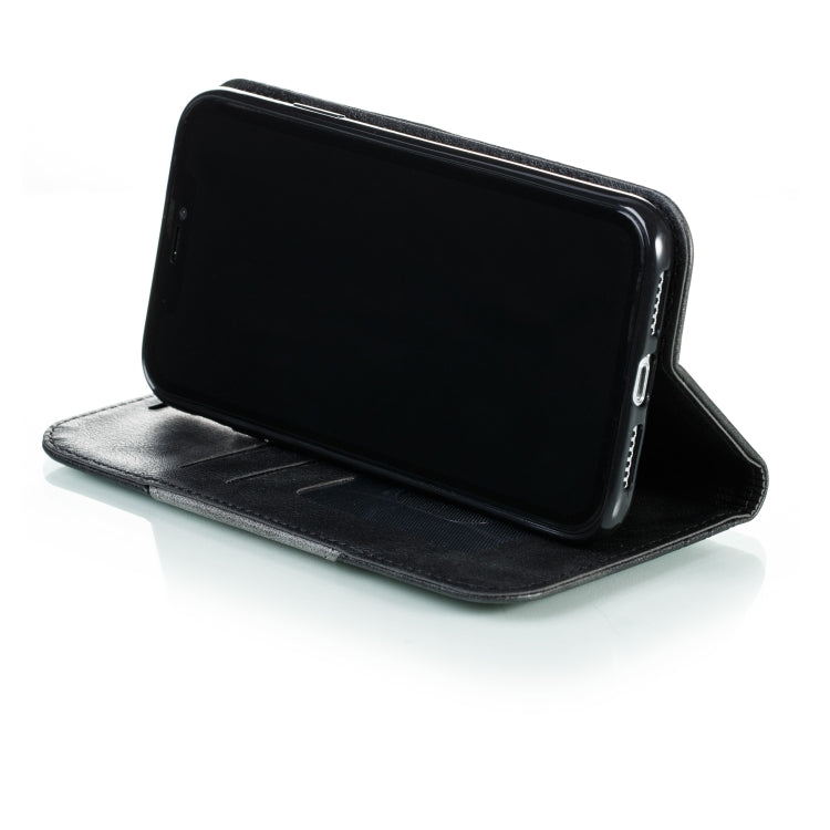 For iPhone XR Splicing Color Magnetic Hem Horizontal Flip Leather Case with Holder & Card Slots