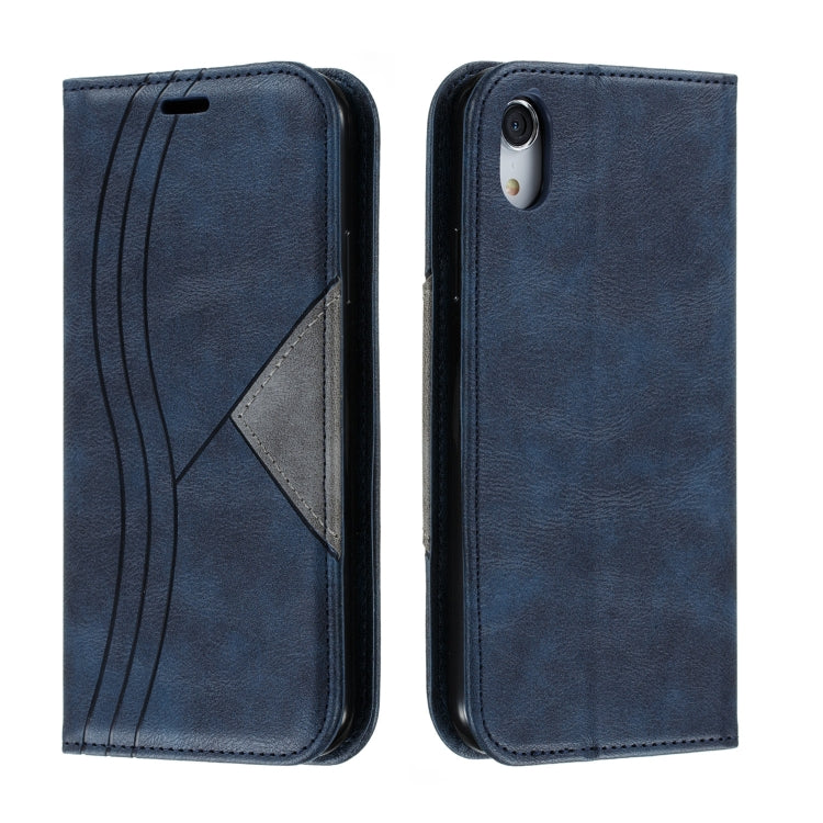 For iPhone XR Splicing Color Magnetic Hem Horizontal Flip Leather Case with Holder & Card Slots