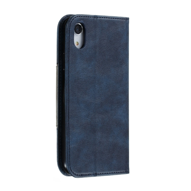 For iPhone XR Splicing Color Magnetic Hem Horizontal Flip Leather Case with Holder & Card Slots