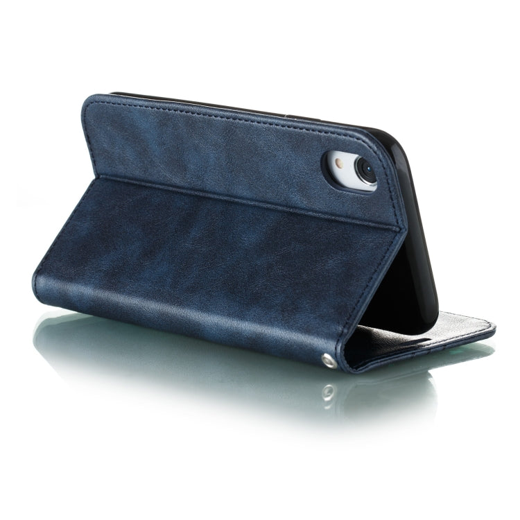 For iPhone XR Splicing Color Magnetic Hem Horizontal Flip Leather Case with Holder & Card Slots