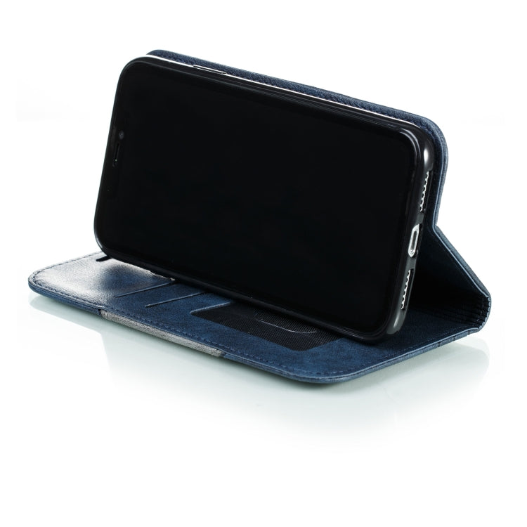 For iPhone XR Splicing Color Magnetic Hem Horizontal Flip Leather Case with Holder & Card Slots