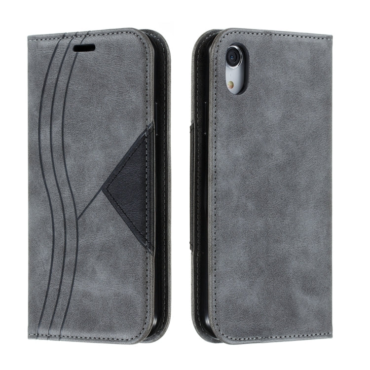 For iPhone XR Splicing Color Magnetic Hem Horizontal Flip Leather Case with Holder & Card Slots