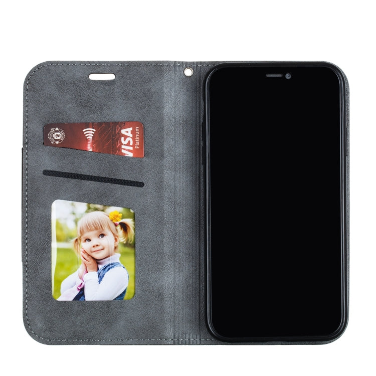 For iPhone XR Splicing Color Magnetic Hem Horizontal Flip Leather Case with Holder & Card Slots
