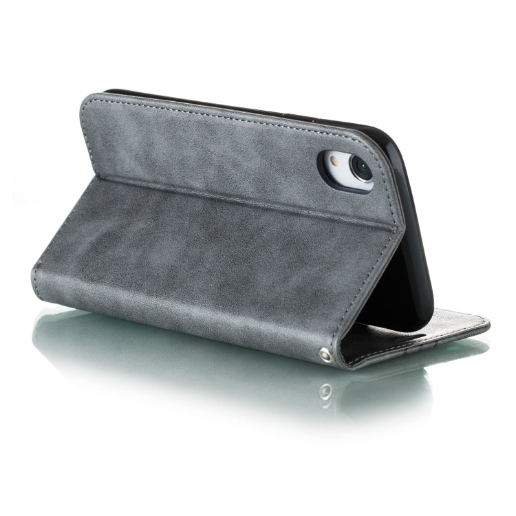 For iPhone XR Splicing Color Magnetic Hem Horizontal Flip Leather Case with Holder & Card Slots