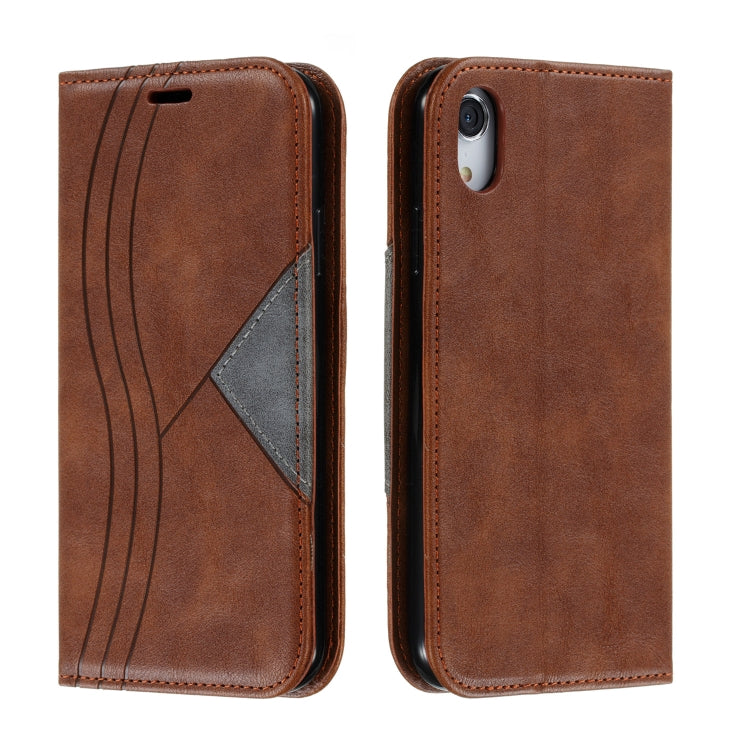 For iPhone XR Splicing Color Magnetic Hem Horizontal Flip Leather Case with Holder & Card Slots