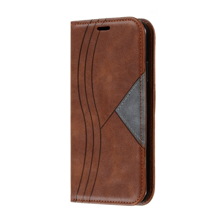 For iPhone XR Splicing Color Magnetic Hem Horizontal Flip Leather Case with Holder & Card Slots