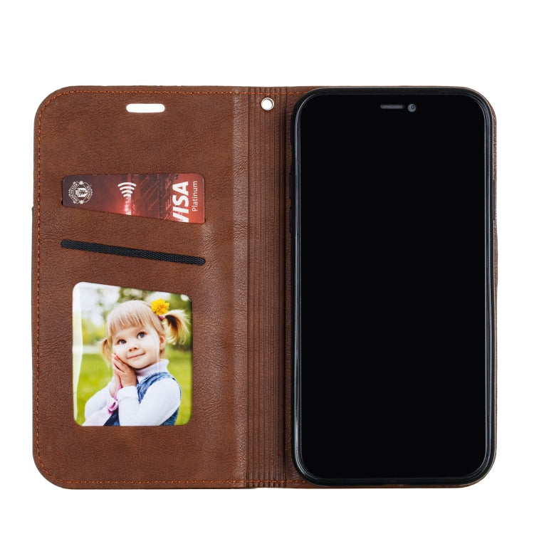 For iPhone XR Splicing Color Magnetic Hem Horizontal Flip Leather Case with Holder & Card Slots