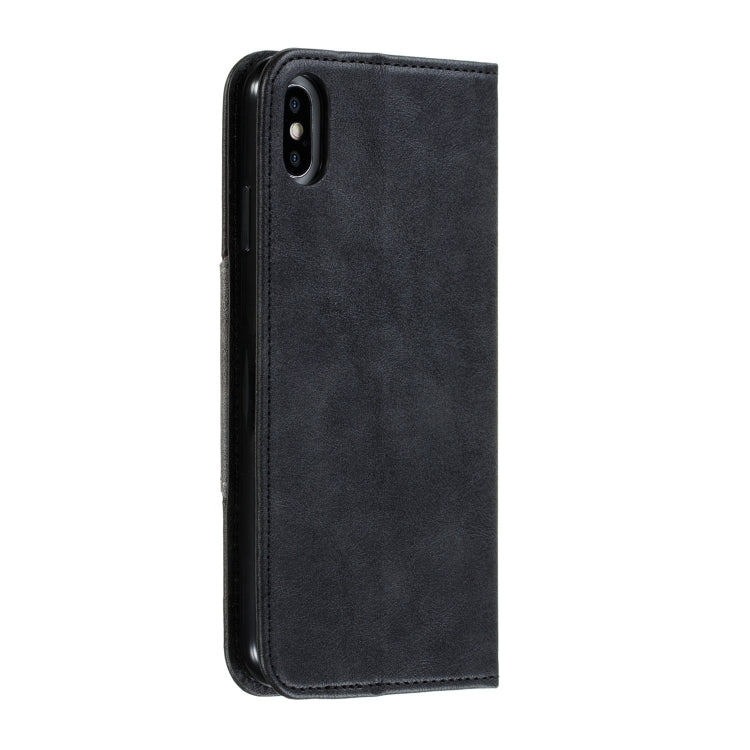 For iPhone XS Max Splicing Color Magnetic Hem Horizontal Flip Leather Case with Holder & Card Slots