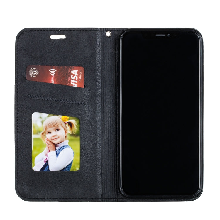 For iPhone XS Max Splicing Color Magnetic Hem Horizontal Flip Leather Case with Holder & Card Slots