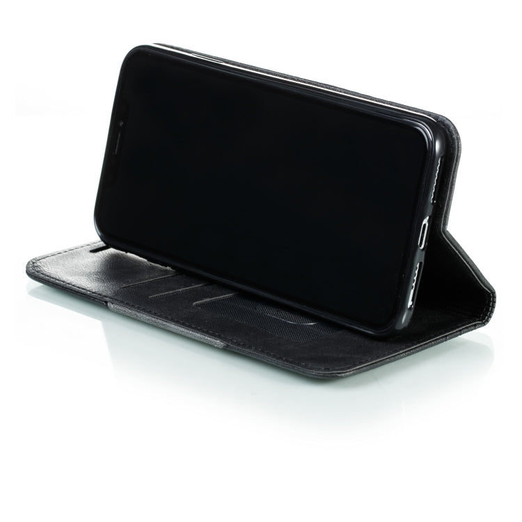 For iPhone XS Max Splicing Color Magnetic Hem Horizontal Flip Leather Case with Holder & Card Slots