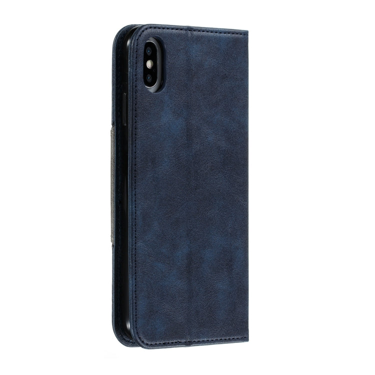 For iPhone XS Max Splicing Color Magnetic Hem Horizontal Flip Leather Case with Holder & Card Slots