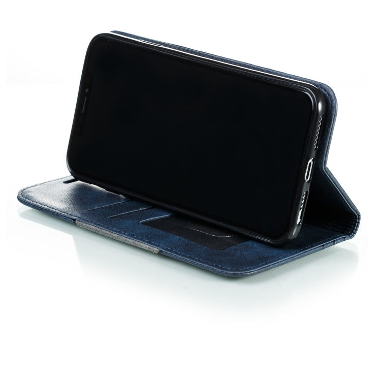 For iPhone XS Max Splicing Color Magnetic Hem Horizontal Flip Leather Case with Holder & Card Slots