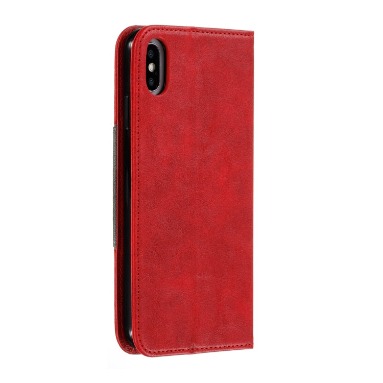 For iPhone XS Max Splicing Color Magnetic Hem Horizontal Flip Leather Case with Holder & Card Slots