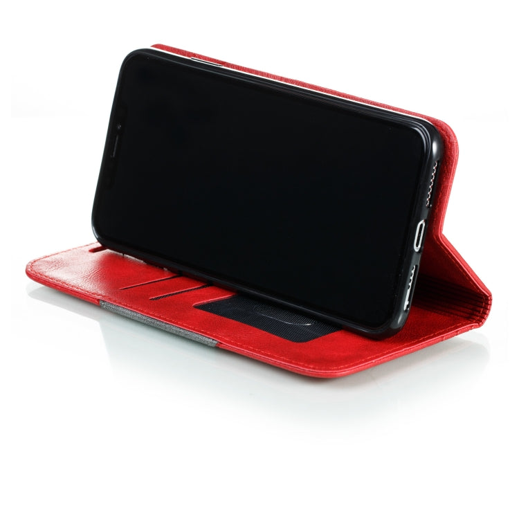 For iPhone XS Max Splicing Color Magnetic Hem Horizontal Flip Leather Case with Holder & Card Slots