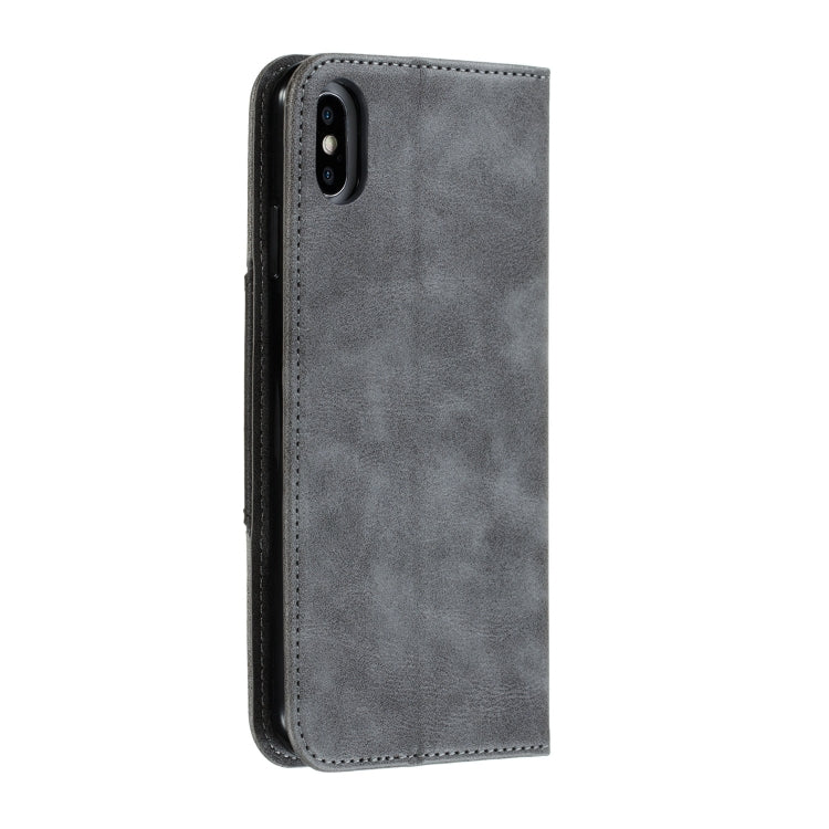 For iPhone XS Max Splicing Color Magnetic Hem Horizontal Flip Leather Case with Holder & Card Slots