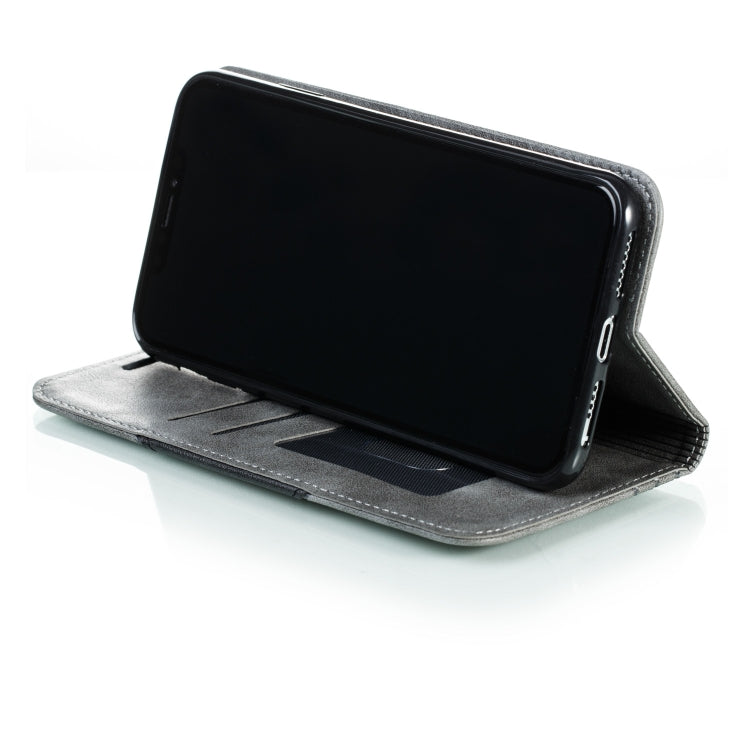For iPhone XS Max Splicing Color Magnetic Hem Horizontal Flip Leather Case with Holder & Card Slots