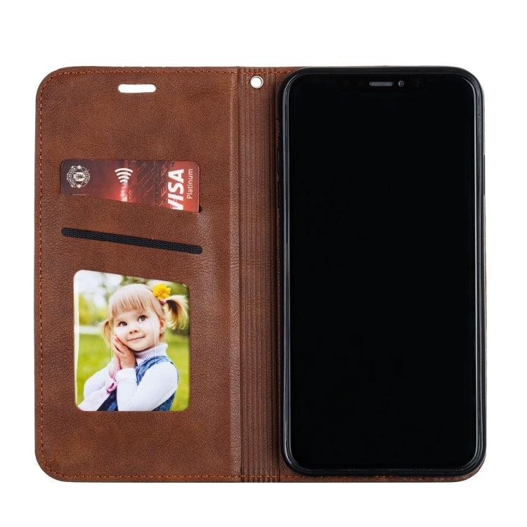 For iPhone XS Max Splicing Color Magnetic Hem Horizontal Flip Leather Case with Holder & Card Slots