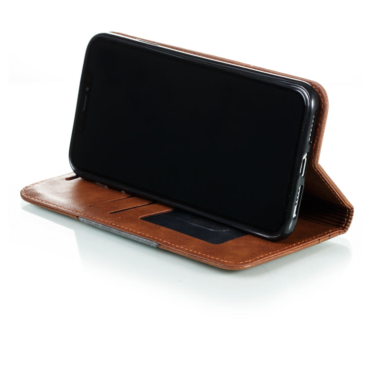 For iPhone XS Max Splicing Color Magnetic Hem Horizontal Flip Leather Case with Holder & Card Slots
