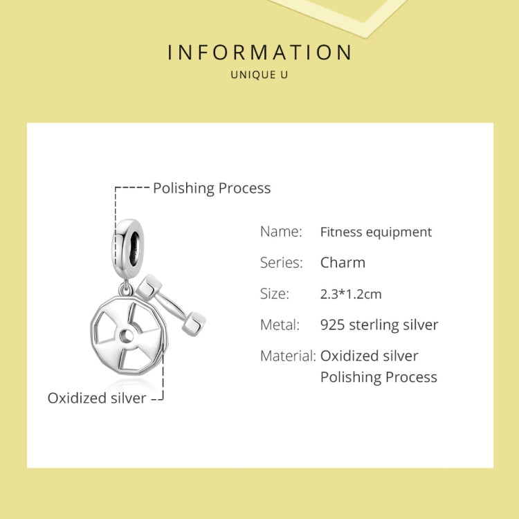 S925 Sterling Silver Fitness Equipment Pendant DIY Bracelet Necklace Accessories