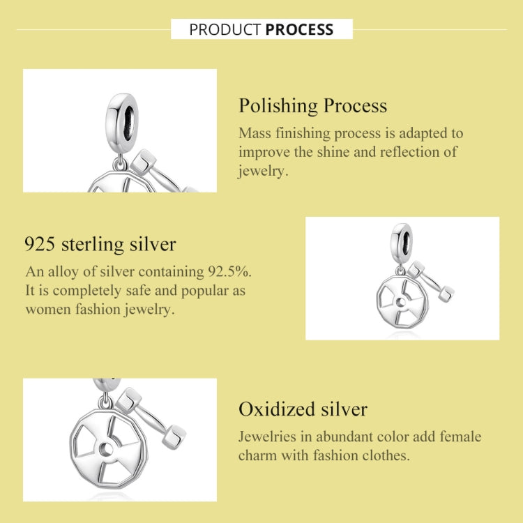 S925 Sterling Silver Fitness Equipment Pendant DIY Bracelet Necklace Accessories