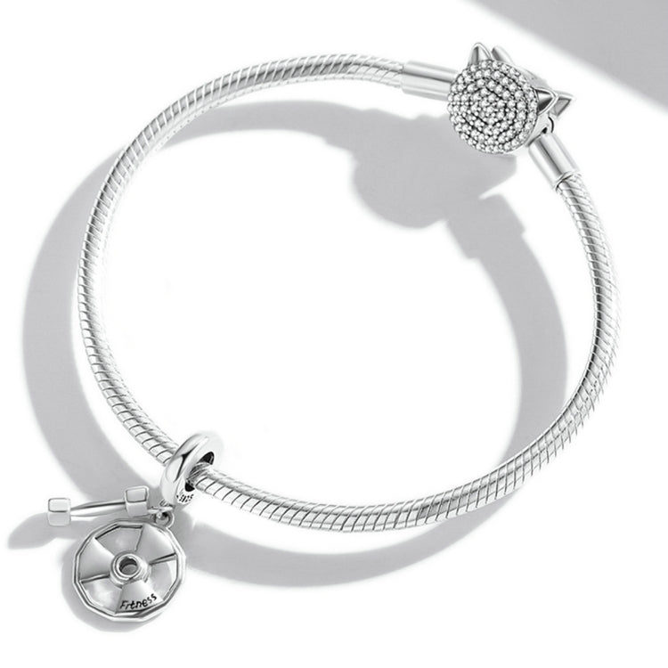 S925 Sterling Silver Fitness Equipment Pendant DIY Bracelet Necklace Accessories
