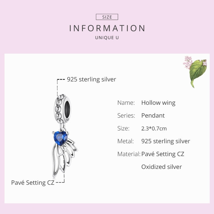S925 Sterling Silver Hollow Wings Pendant DIY Bracelet Necklace Accessories