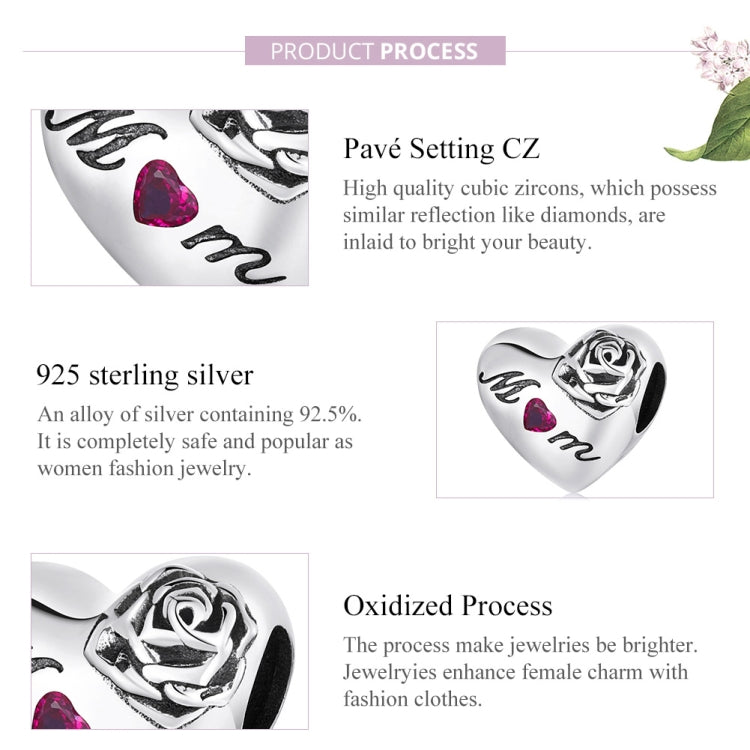 S925 Sterling Silver Rose Heart Beads DIY Bracelet Necklace Accessories