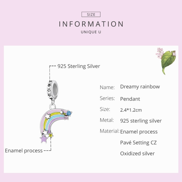 S925 Sterling Silver Fantasy Rainbow Pendant DIY Bracelet Necklace Accessories