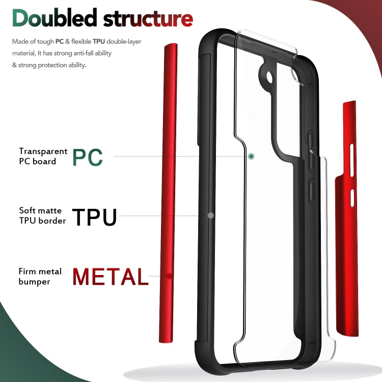 For Samsung Galaxy S22 5G Iron Man Series Metal PC + TPU Phone Protective Case