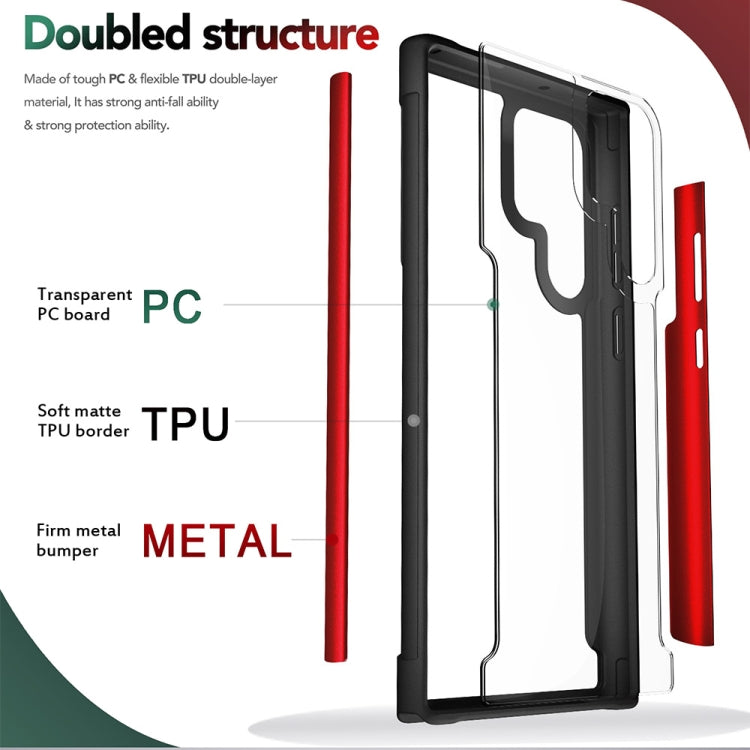 For Samsung Galaxy S22 Ultra 5G Iron Man Series Metal PC + TPU Phone Protective Case
