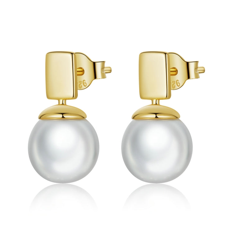 S925 Sterling Silver Square Shell Beads Ear Studs Women Earrings