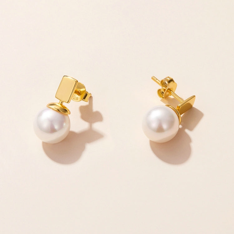 S925 Sterling Silver Square Shell Beads Ear Studs Women Earrings