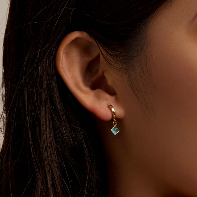 S925 Sterling Silver Square Zircon Women Earrings