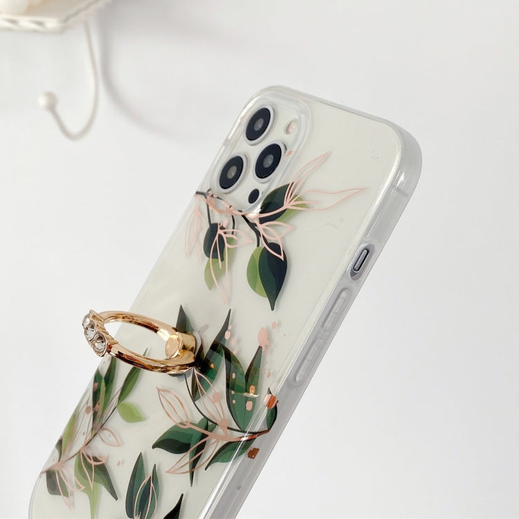 For iPhone 11 Plating Transparent Double-sided Film IMD TPU Phone Case with Ring Holder
