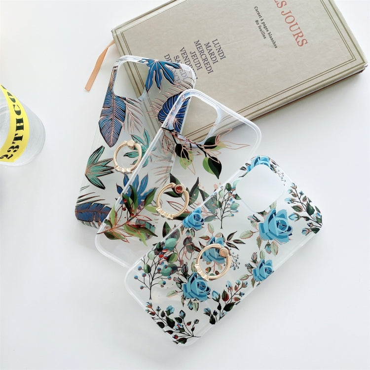 For iPhone 11 Pro Plating Transparent Double-sided Film IMD TPU Phone Case with Ring Holder