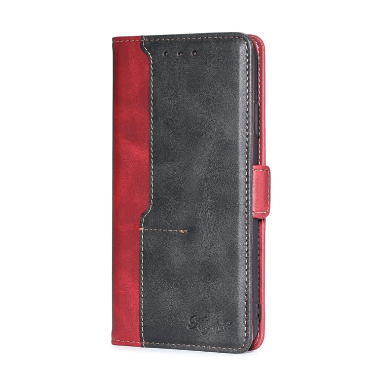For Samsung Galaxy A22 5G Retro Texture Contrast Color Buckle Horizontal Flip Leather Case with Holder