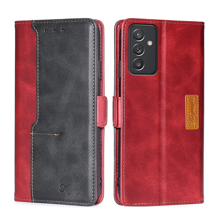 For Samsung Galaxy A82 5G / Quantum 2 Retro Texture Contrast Color Buckle Horizontal Flip Leather Case with Holder
